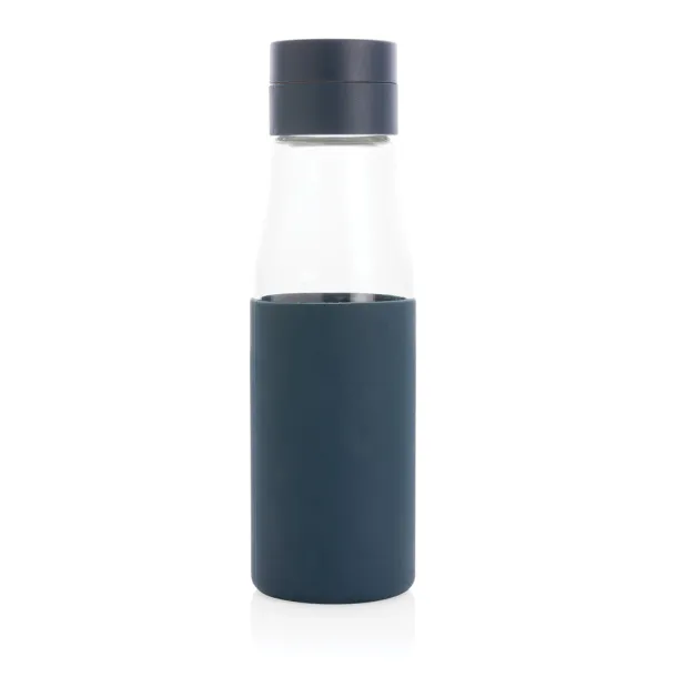  Ukiyo glass hydration tracking bottle with sleeve - Ukiyo Blue 