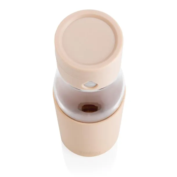  Ukiyo glass hydration tracking bottle with sleeve - Ukiyo brown 