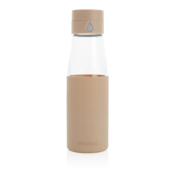  Ukiyo glass hydration tracking bottle with sleeve - Ukiyo brown 