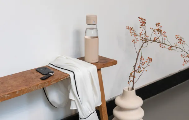  Ukiyo staklena boca za praćenje hidratacije s navlakom, 600 ml - Ukiyo brown