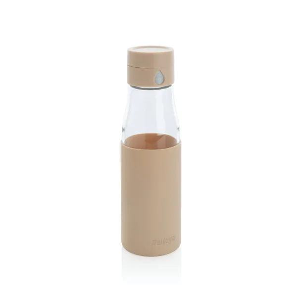  Ukiyo glass hydration tracking bottle with sleeve - Ukiyo brown 