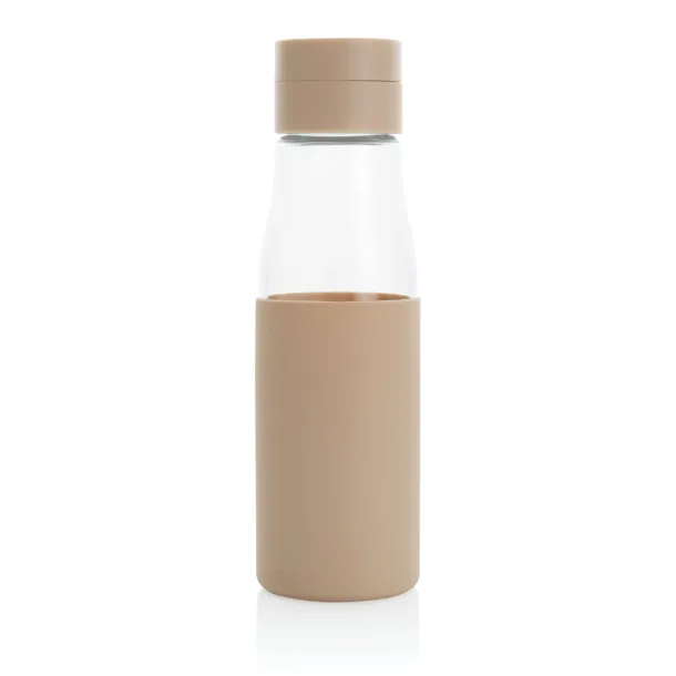  Ukiyo glass hydration tracking bottle with sleeve - Ukiyo brown 