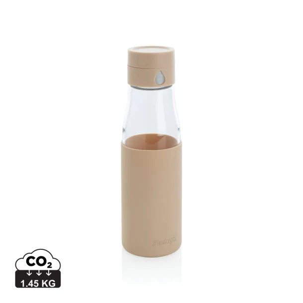  Ukiyo glass hydration tracking bottle with sleeve - Ukiyo brown 