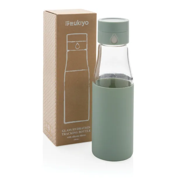  Ukiyo glass hydration tracking bottle with sleeve - Ukiyo 45533C 