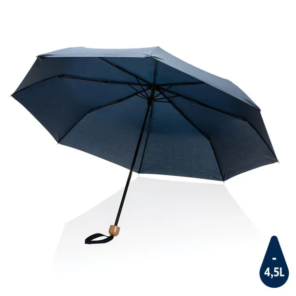  20.5" Impact AWARE™ RPET Pongee bamboo mini umbrella - XD Collection Navy Blue 