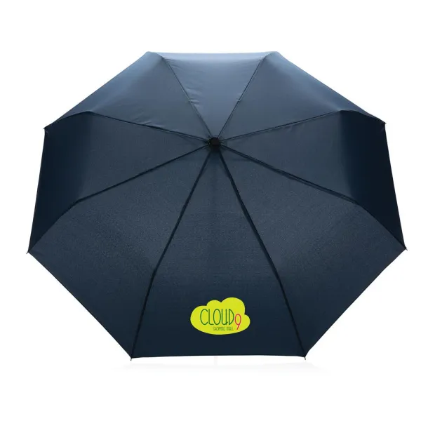  20.5" Impact AWARE™ RPET Pongee bamboo mini umbrella - XD Collection Navy Blue 