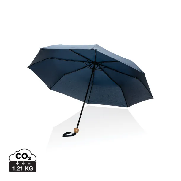  20.5" Impact AWARE™ RPET Pongee bamboo mini umbrella - XD Collection Navy Blue 