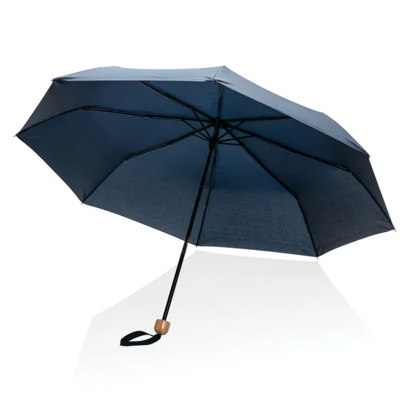  20.5" Impact AWARE™ RPET Pongee bamboo mini umbrella - XD Collection Navy Blue 