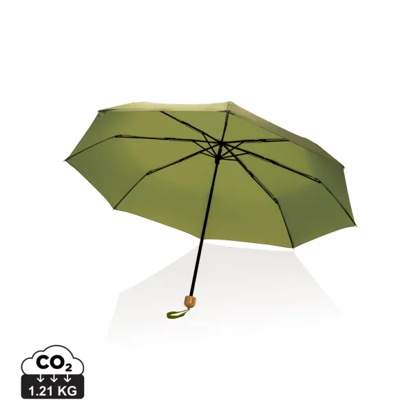  20.5" Impact AWARE™ RPET Pongee bamboo mini umbrella - XD Collection Green 