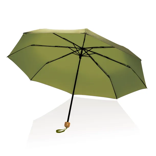  20.5" Impact AWARE™ RPET Pongee bamboo mini umbrella - XD Collection Green 