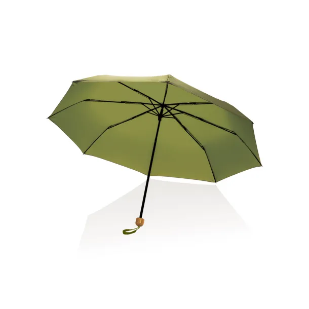  20.5" Impact AWARE™ RPET Pongee bamboo mini umbrella - XD Collection Green 