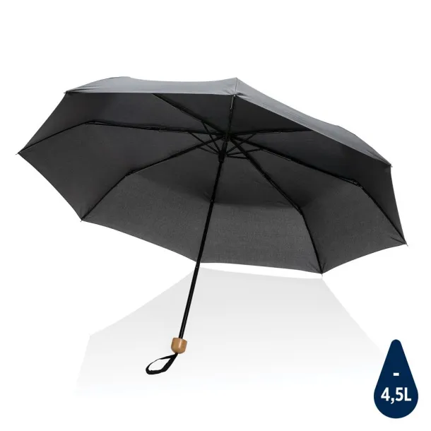  20.5" Impact AWARE™ RPET Pongee bamboo mini umbrella - XD Collection Black 