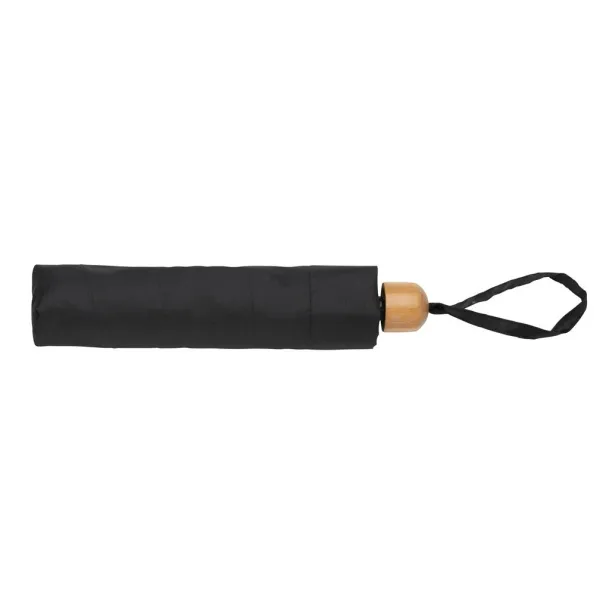  20.5" Impact AWARE™ RPET Pongee bamboo mini umbrella - XD Collection Black 