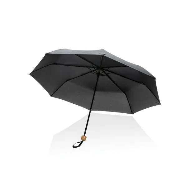  20.5" Impact AWARE™ RPET Pongee bamboo mini umbrella - XD Collection Black 