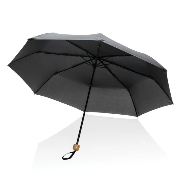  20.5" Impact AWARE™ RPET Pongee bamboo mini umbrella - XD Collection Black 