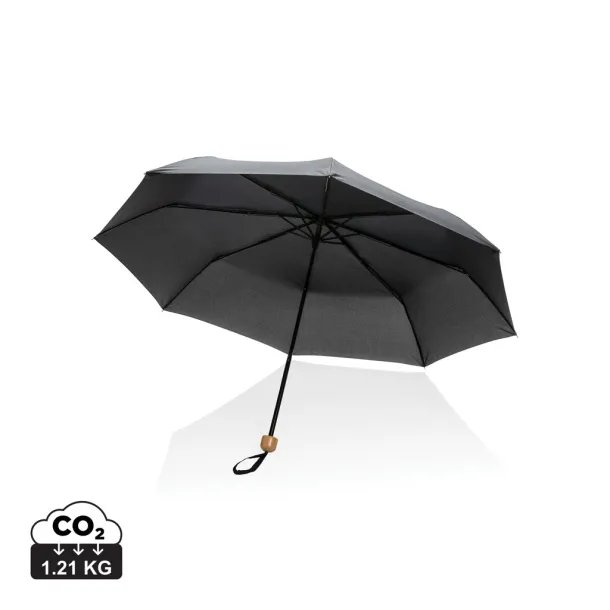  20.5" Impact AWARE™ RPET Pongee bamboo mini umbrella - XD Collection Black 