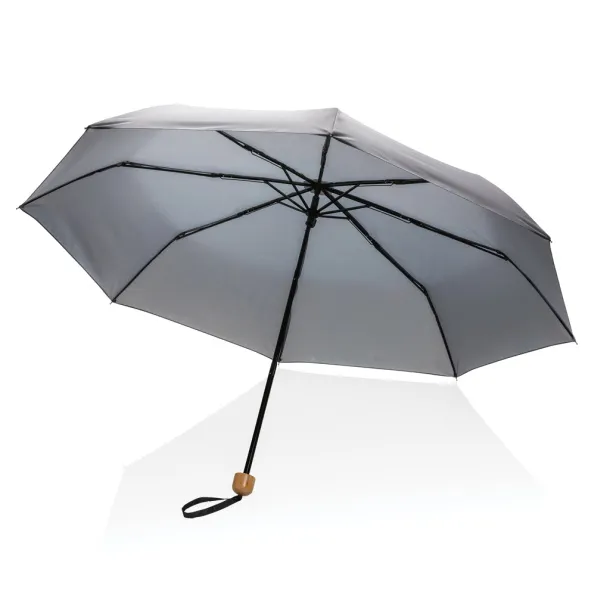  20.5" Impact AWARE™ RPET Pongee bamboo mini umbrella - XD Collection Anthracite 