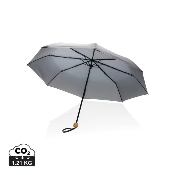  20.5" Impact AWARE™ RPET Pongee bamboo mini umbrella - XD Collection Anthracite 