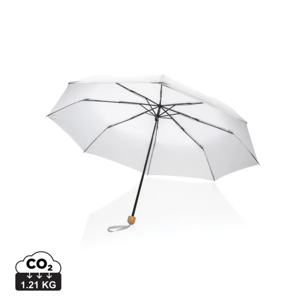  20.5" Impact AWARE™ RPET Pongee bamboo mini umbrella - XD Collection White 