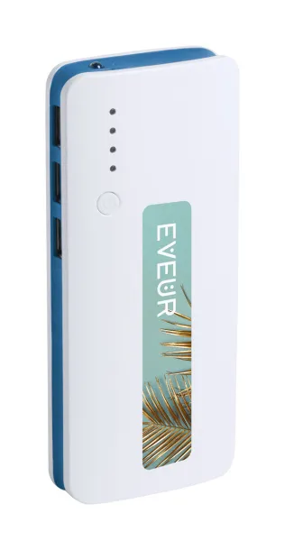 Tenak USB prijenosna baterija, 10 000 mAh Svijetlo plava Bijela