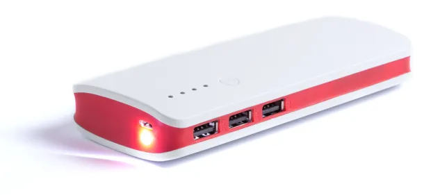 Tenak USB prijenosna baterija, 10 000 mAh Crvena Bijela