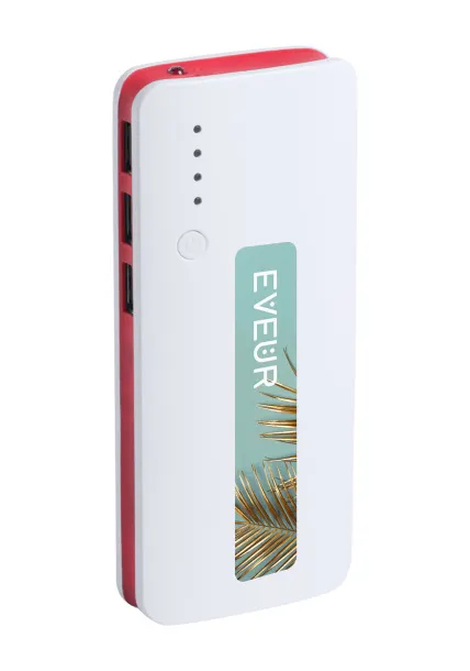 Tenak USB prijenosna baterija, 10 000 mAh Crvena Bijela