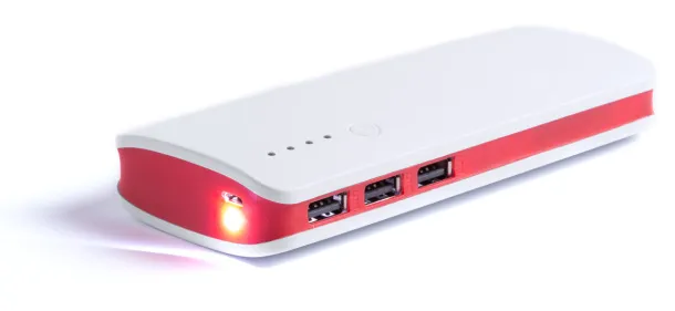 Tenak USB prijenosna baterija, 10 000 mAh Crvena Bijela