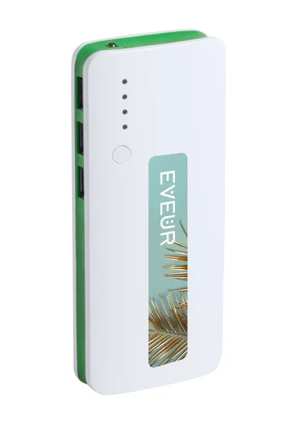 Tenak USB prijenosna baterija, 10 000 mAh Zelena Bijela