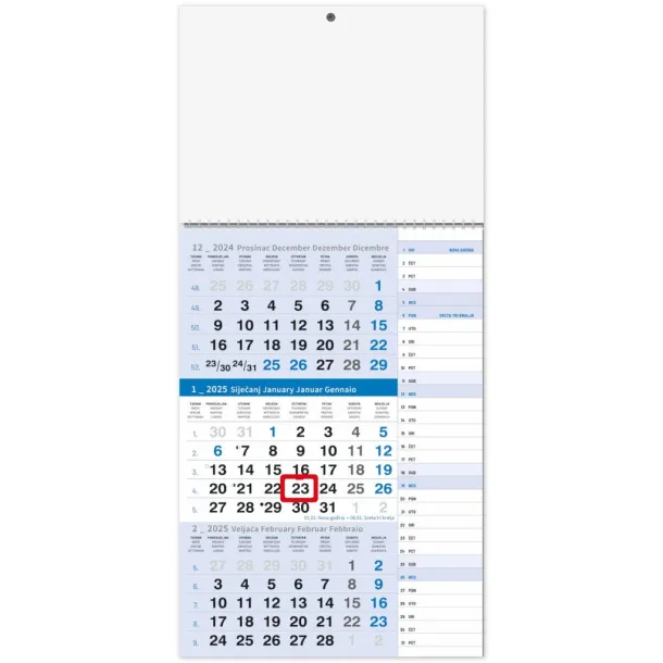  "Business BLUE planner" three part calendar Plava