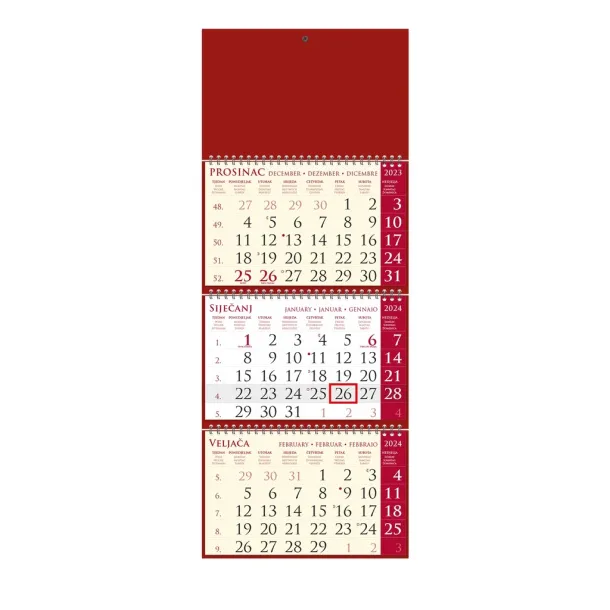  "Business SIRIO cherry" three month calendar Crvena