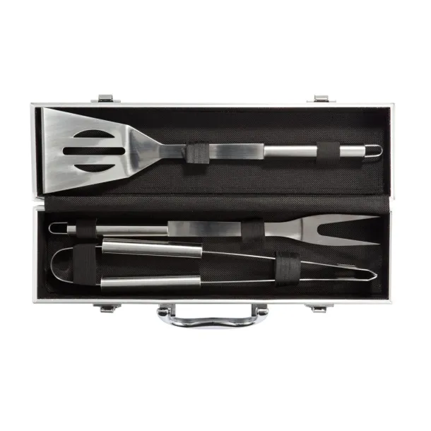  3 pcs barbecue set in aluminium box - XD Collection Silver Black