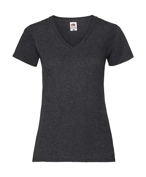  Ladies Valueweight V-Neck T - Fruit of the Loom Dark Heather Grey