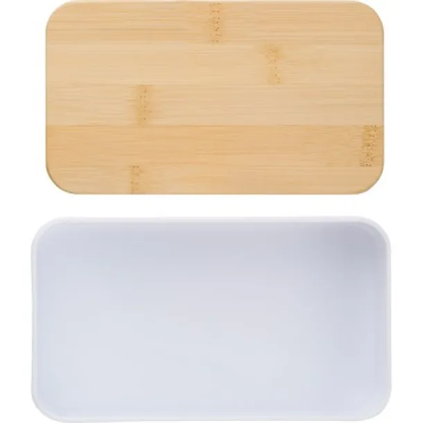  Lunch boxes, 2x400 ml, bamboo lid, cutlery Bijela