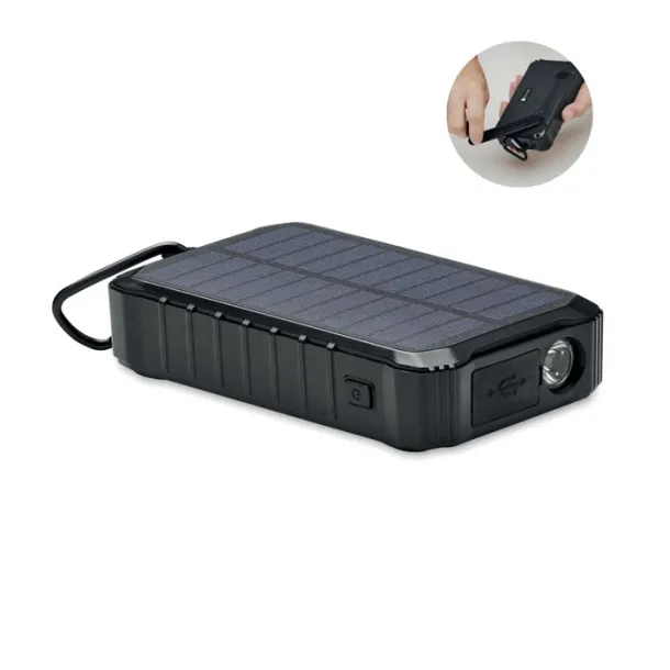 DYA Solarna dinamo prijenosna baterija, 8 000 mAh Crna