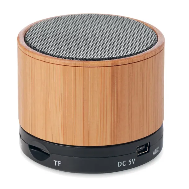 ROUND BAMBOO okrugli bluetooth zvučnik od bambusa Crna