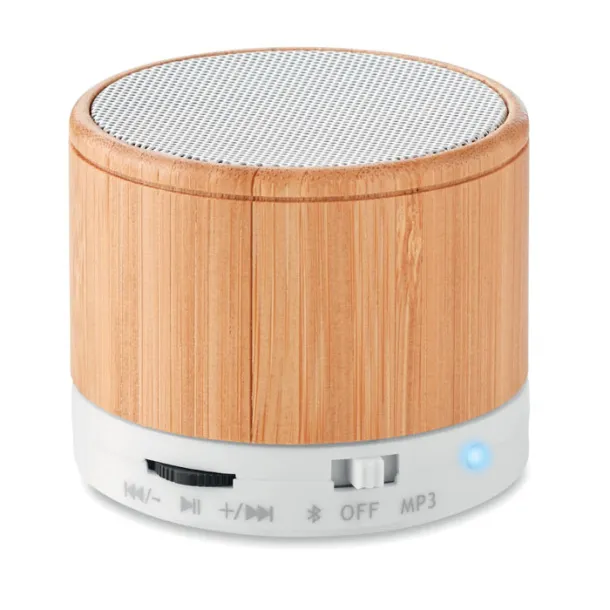 ROUND BAMBOO okrugli bluetooth zvučnik od bambusa Bijela