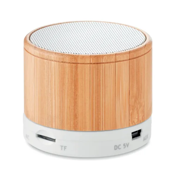 ROUND BAMBOO okrugli bluetooth zvučnik od bambusa Bijela