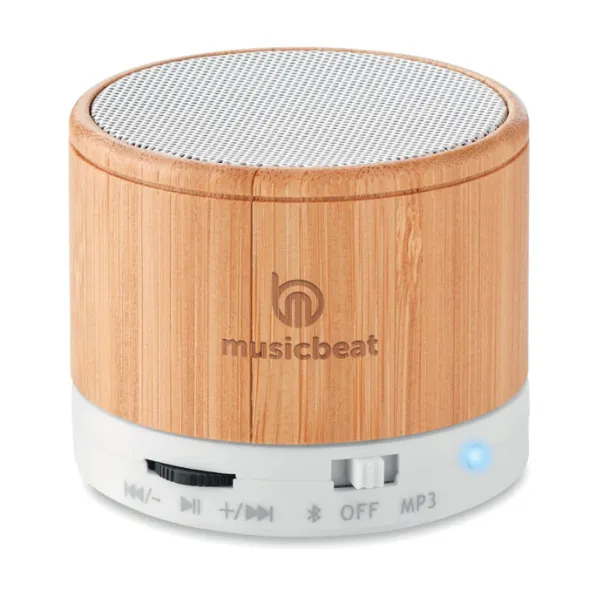 ROUND BAMBOO okrugli bluetooth zvučnik od bambusa Bijela