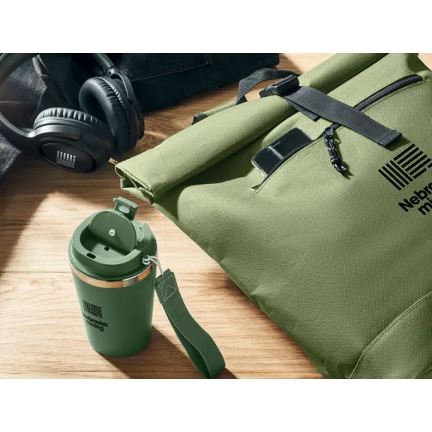 IREA 600Dpolyester rolltop backpack army green