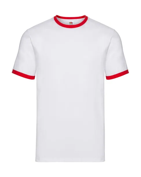  Muška ringer kratka majica, 165 g/m² - Fruit of the Loom Bijela Crvena