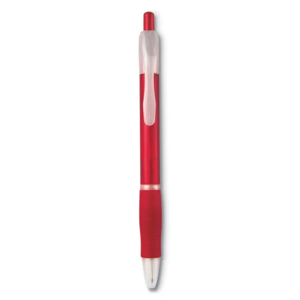 MANORS Ball pen with rubber grip transparent red