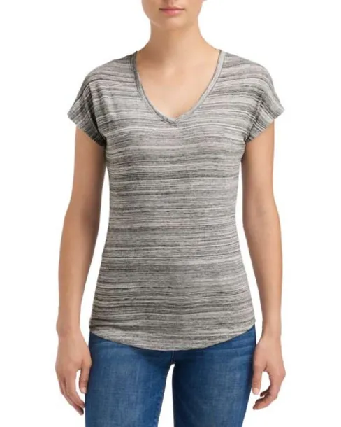  WOMEN'S TRI-BLEND V-NECK ID TEE - Anvil Ash Grey