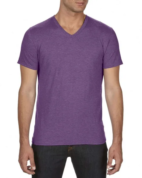  ADULT TRI-BLEND V-NECK TEE - Anvil Heather Aubergine