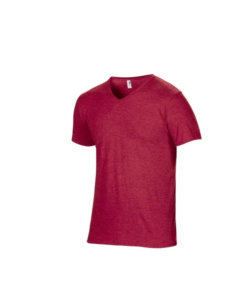  ADULT TRI-BLEND V-NECK TEE - Anvil Heather Red