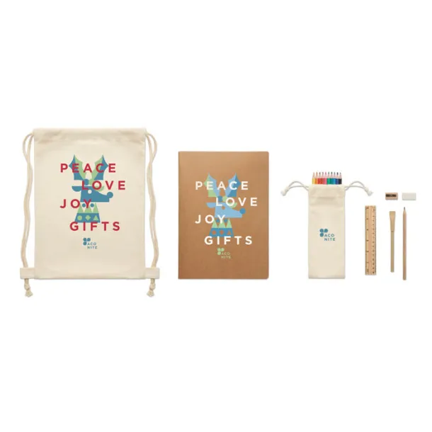 FUNDRAW Kids drawing set in drawstring Beige