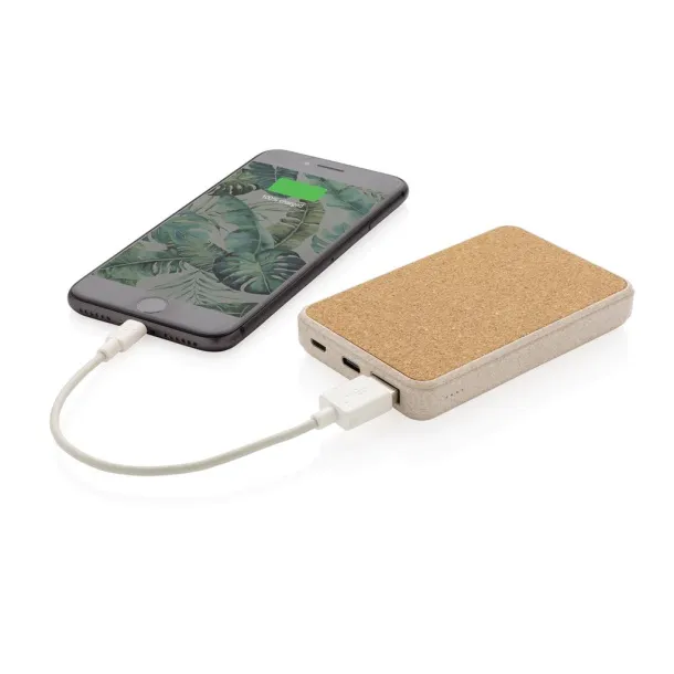  Cork and Wheat 5.000 mAh pocket powerbank - XD Collection Brown 