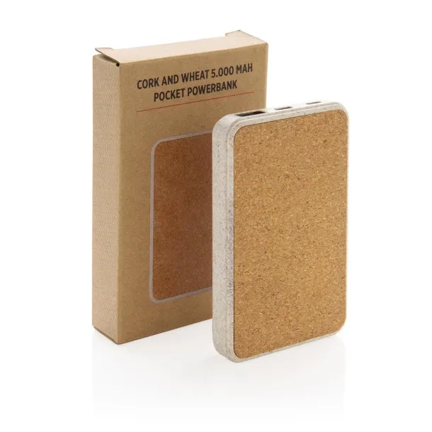  Cork and Wheat 5.000 mAh pocket powerbank - XD Collection Brown 