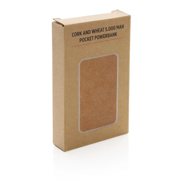  Cork and Wheat 5.000 mAh pocket powerbank - XD Collection Brown 