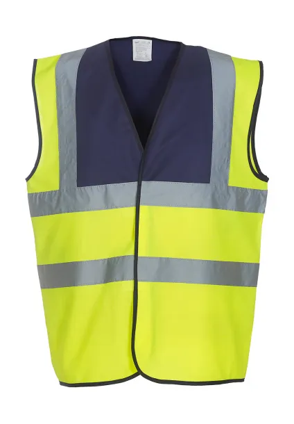  Fluo 2 Band + Brace Waistcoat - Yoko Fluo Yellow Navy