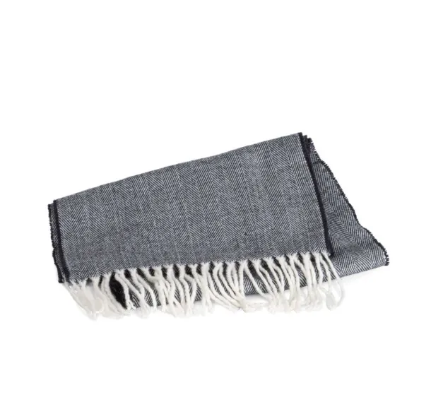  FRINGED SCARF - K-UP Navy Natural